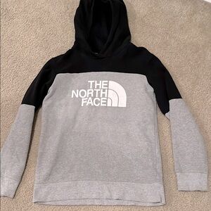 The North Face Black and Gray Hoodie boys large  10/12
